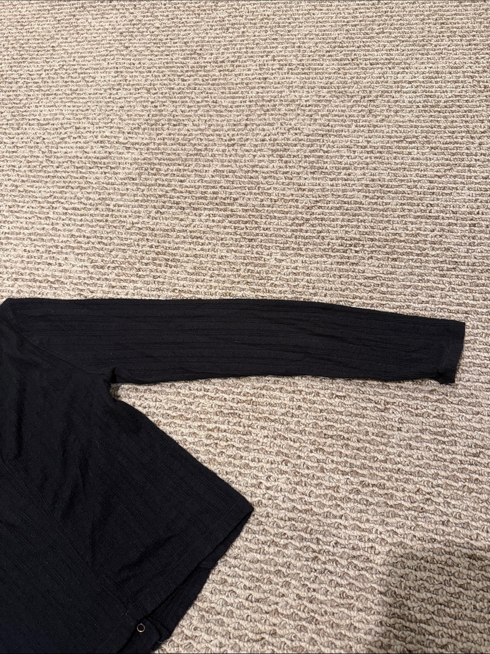 Free People Black Ribbed Button-Front Long Sleeve Top - Picture 5 of 6